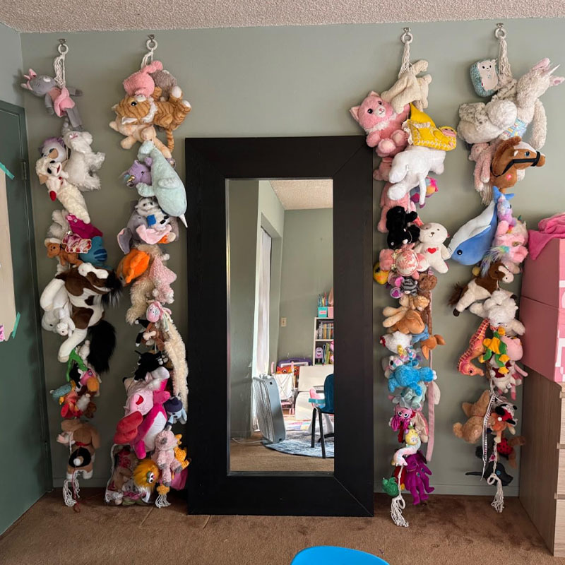 Cross-border plush toy storage lanyard Bohemian cotton rope hand-woven toy wall hanging wall decoration