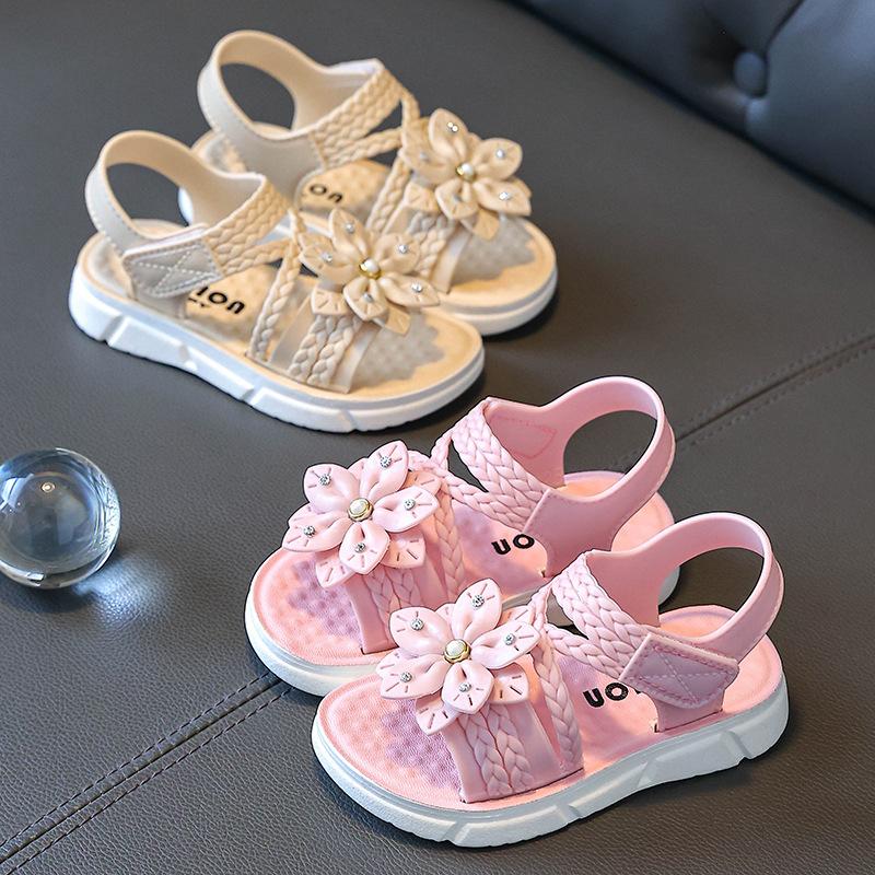 Girls' Sandals Princess Internet Celebrating Fairy Stylish Summer Non-Slip Soft-Sole Small, Medium and Large Children's Open Toe All-Match Fashionable Sandals