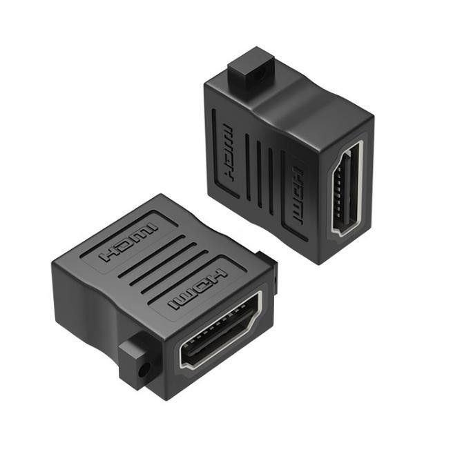 Version 2.0 4K HDMI Female-to-female Straight-through with Ears 180 Degree Conversion Head Suitable for HDMI Panel with Screw Holes