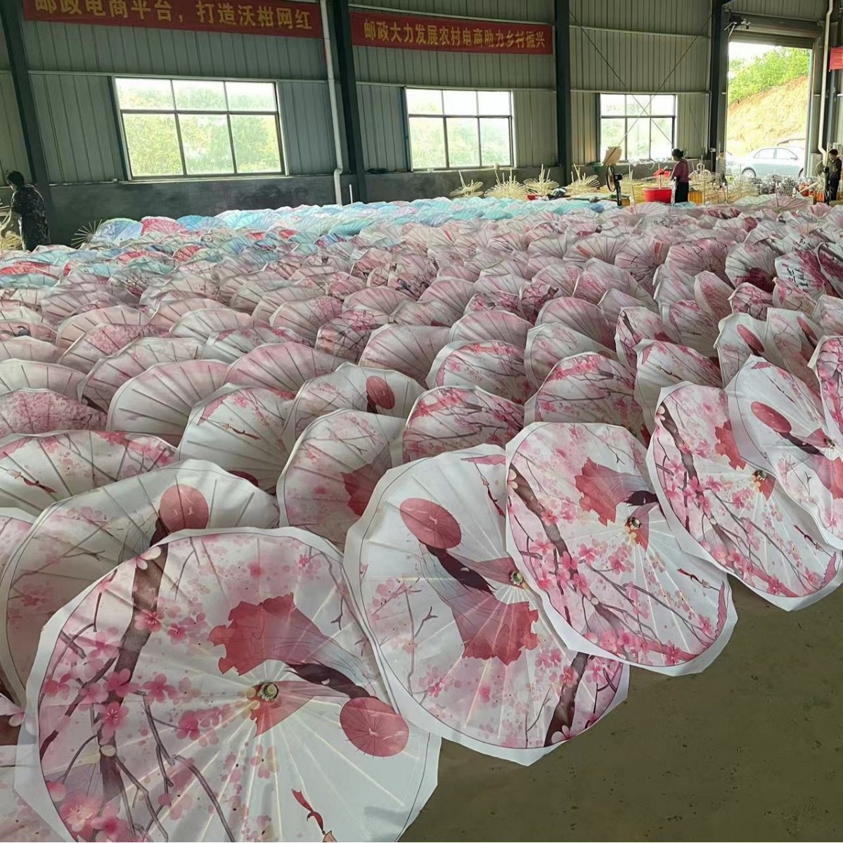 Customized Oil-Paper Umbrella Craft Umbrella Props Ancient Style Han Dynasty Printed Umbrella Petal Umbrella Ceiling Decoration Performance Silk Umbrella