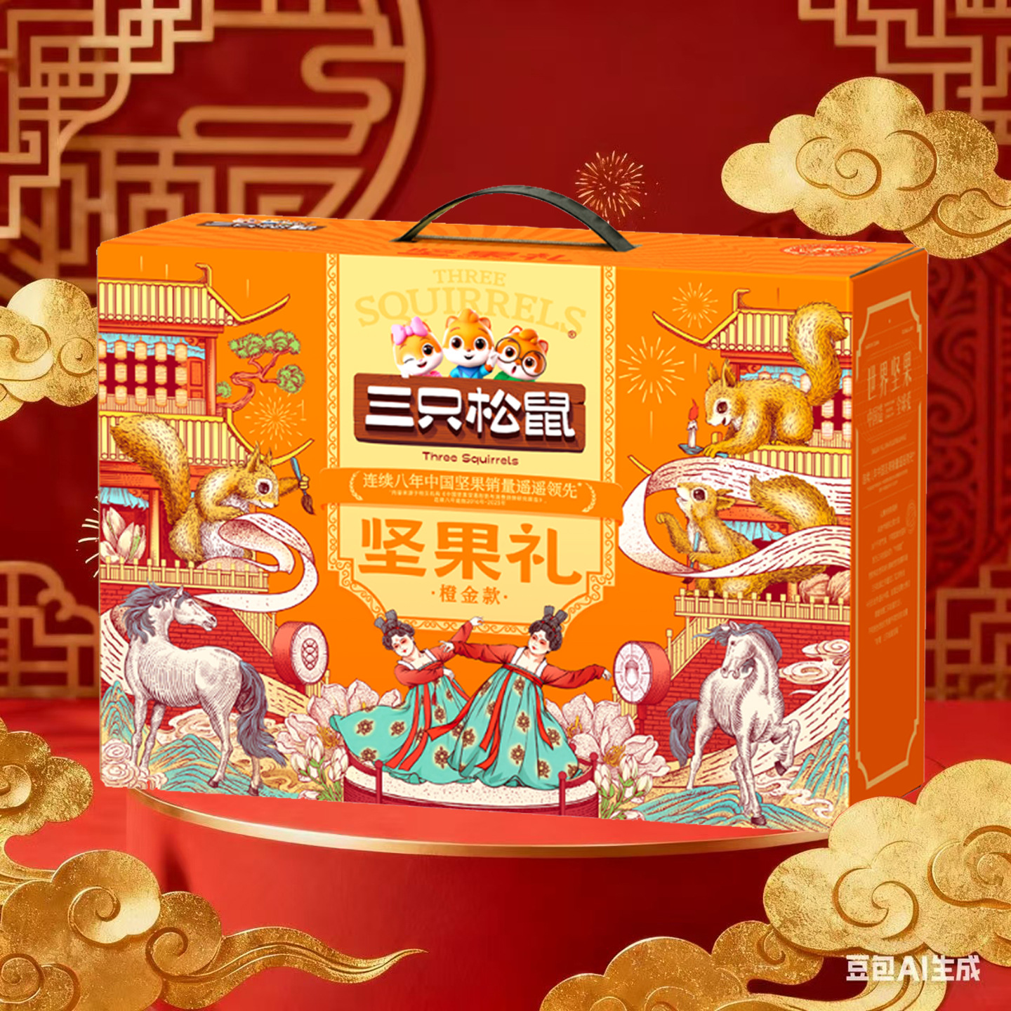 Three Squirrels Nut Gift Box Mixed Snacks and Dried Goods Gift Pack for Employee Benefits New Year’S Goods Group Buying Wholesale