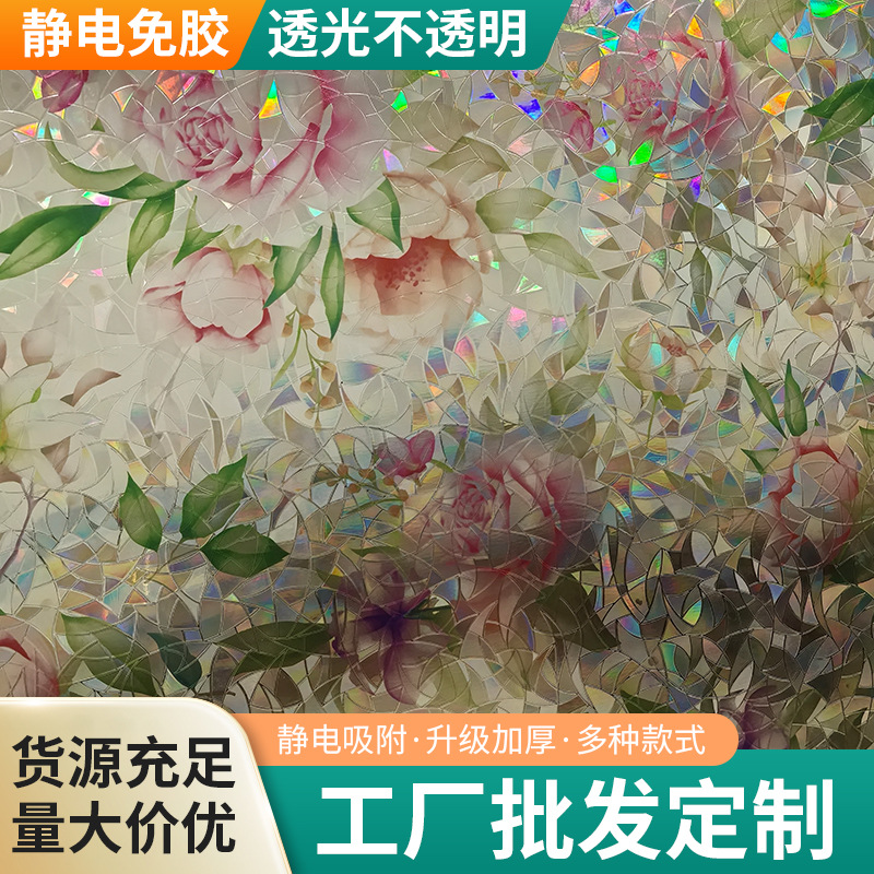 Ретро электростатическая пленка для стекла, цветная лазерная наклейка на окно, матовая шторка, теплоизоляция, защита от солнца, в наличии