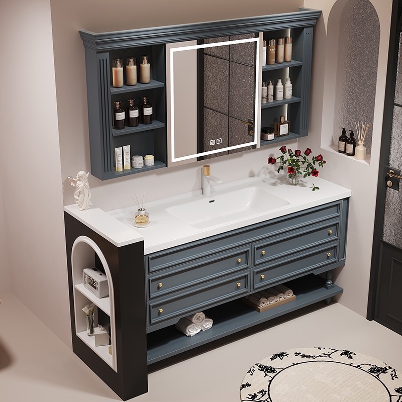 Oak French Retro Bathroom Cabinet Combination American Bathroom Floor Sink Sink Sink Cabinet Bathroom