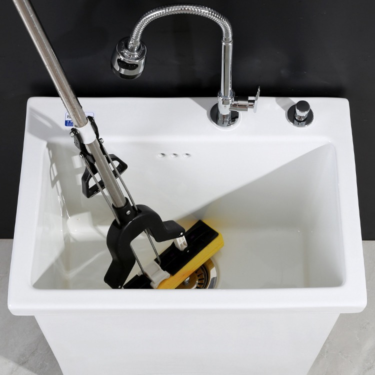 Household Balcony Large Ceramic Mop Pool High Foot Mop Pool Outdoor Deepening Mop Pool with Tap Mop Basin