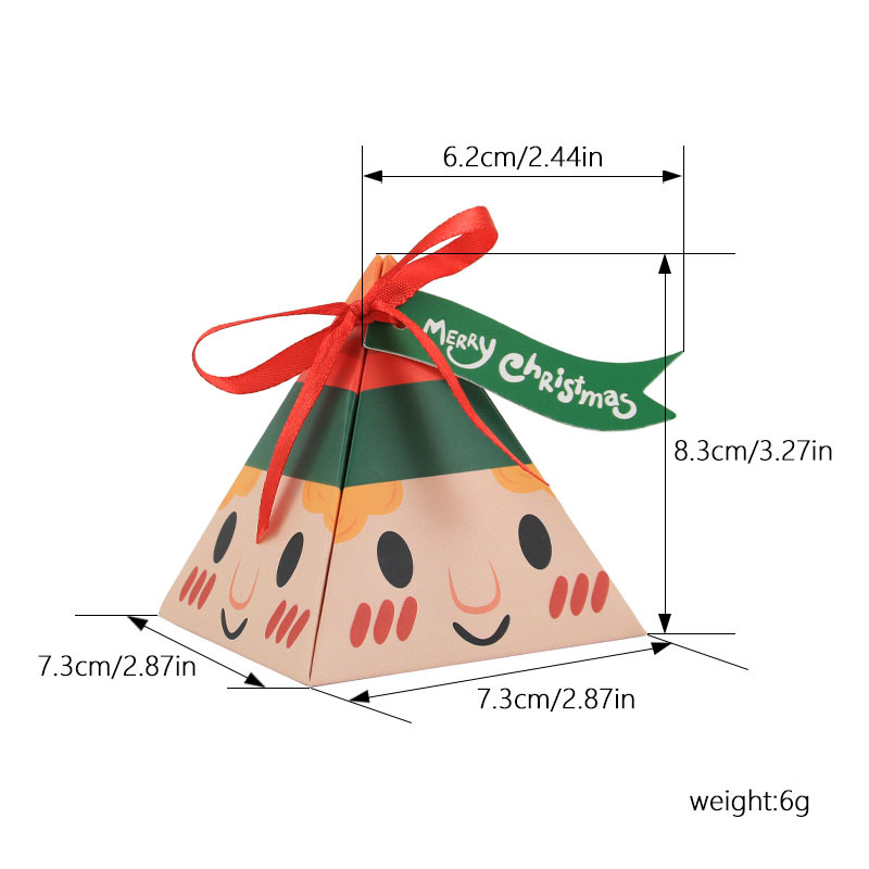 Christmas Gift Box Triangle Box Candy Paper Box Santa Claus Big Face Triangle Sugar Box Foreign Trade Gift Box Wholesale