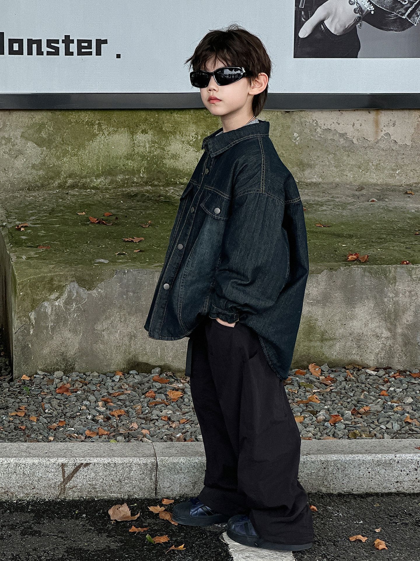 Boys' Jacket Children's Autumn Korean Style 2025 New Cotton-Padded Thickened Warm Trendy Denim Shirt Children's Clothing Top