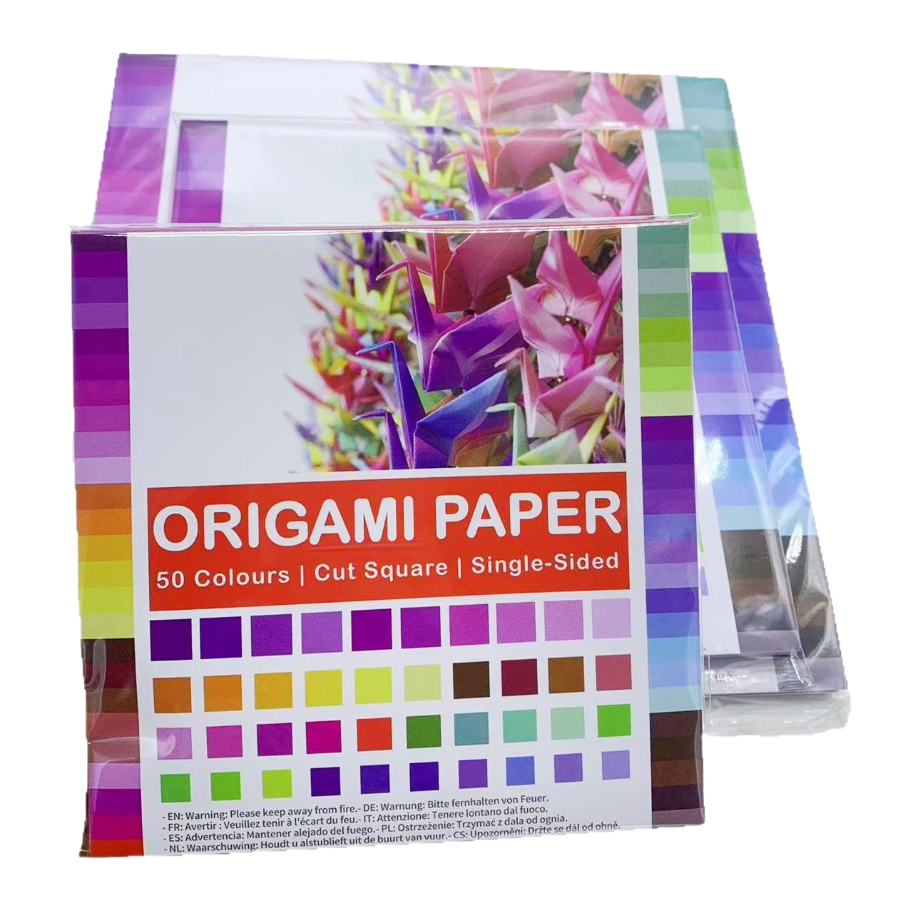 50 Colors of Handmade Origami, Square Paper Cranes for Children, Colored Paper for Cutting, Single-Sided Colored Origami Paper