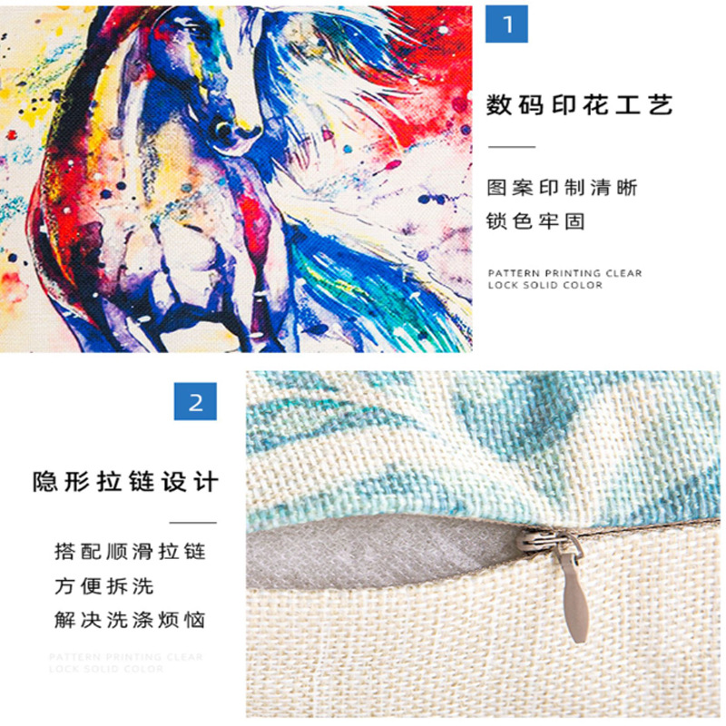 Pillow can be printed Enterprise logo to make sofa cushion short plush pillow case linen cushion household goods