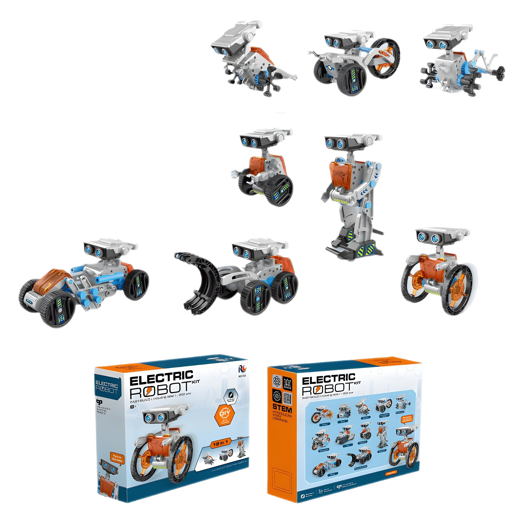 Cross-Border Kidsren's Educational Toys Electric Assembled Science and Education Building Blocks 12-in-1 Handmade DIY Educational Assembled Robot