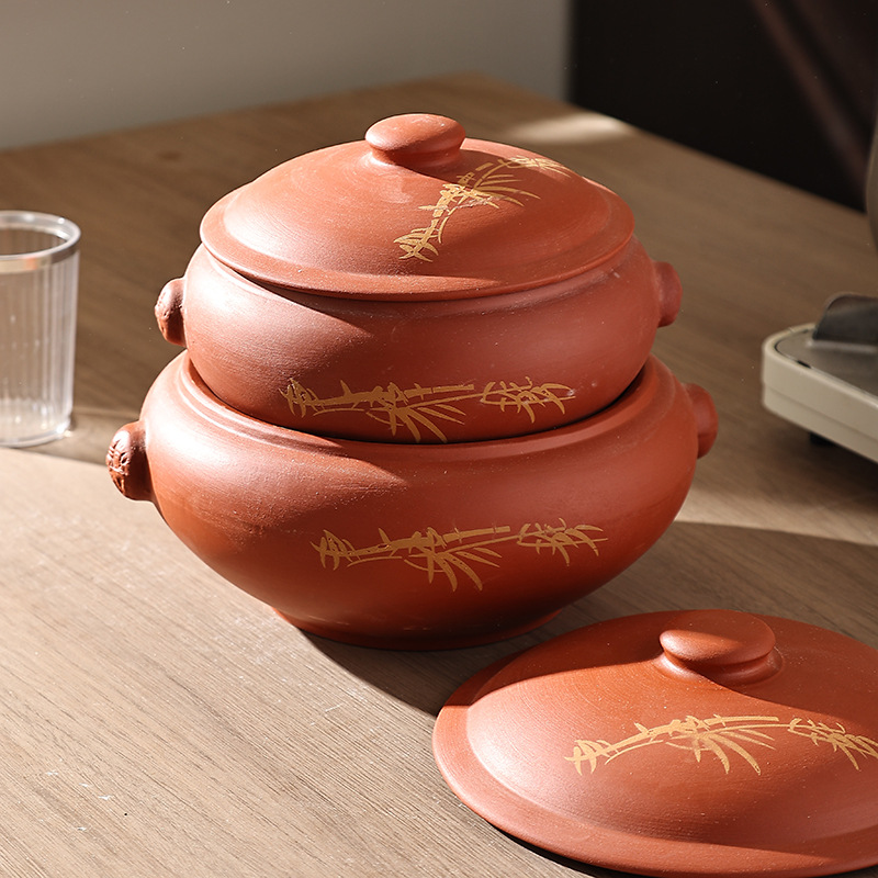 Featured Ceramic Skipper Steam Pot Household Steamer Non-purple Sand Gas Cooker Chicken Night Sweat Chicken Pot Steam Soup Pot Special Bottom Pot