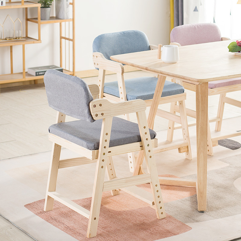 Children's Learning Chair Made of Solid Wood with Adjustable Backrest, Student Posture Correction Desk Chair, Dining Chair, Spine Protection