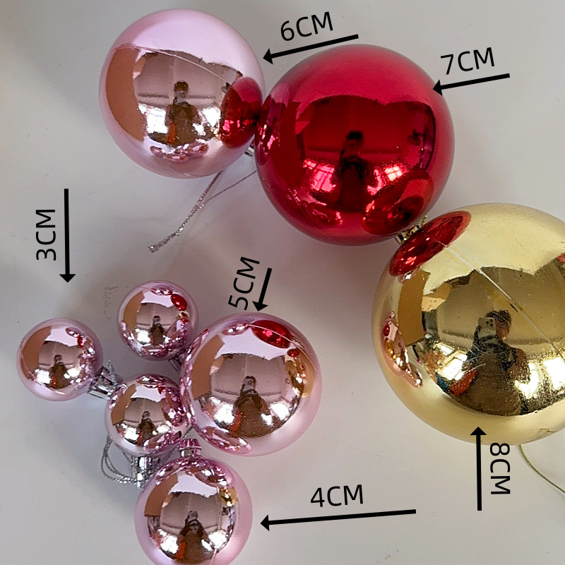 Bulk 3/4/5/6/7/8cm Electroplated Plastic Glossy Christmas Balls Christmas Tree Festive Hanging Balls Craft Accessories