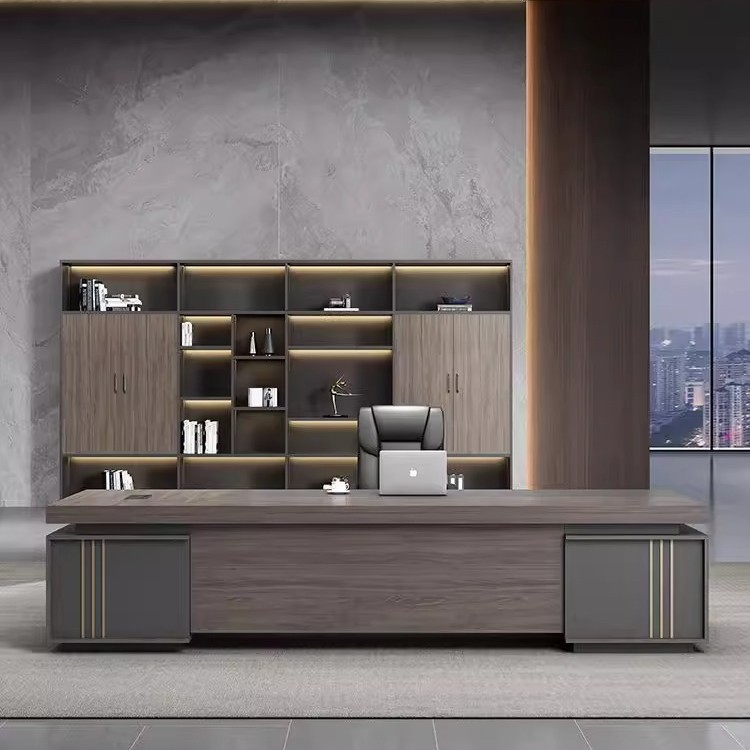 Simple Double-Cabinet Executive Desk, Office Desk and Chair Set, Modern Ceo Desk, Executive Desk, Supervisor Desk, Office Furniture, Desk