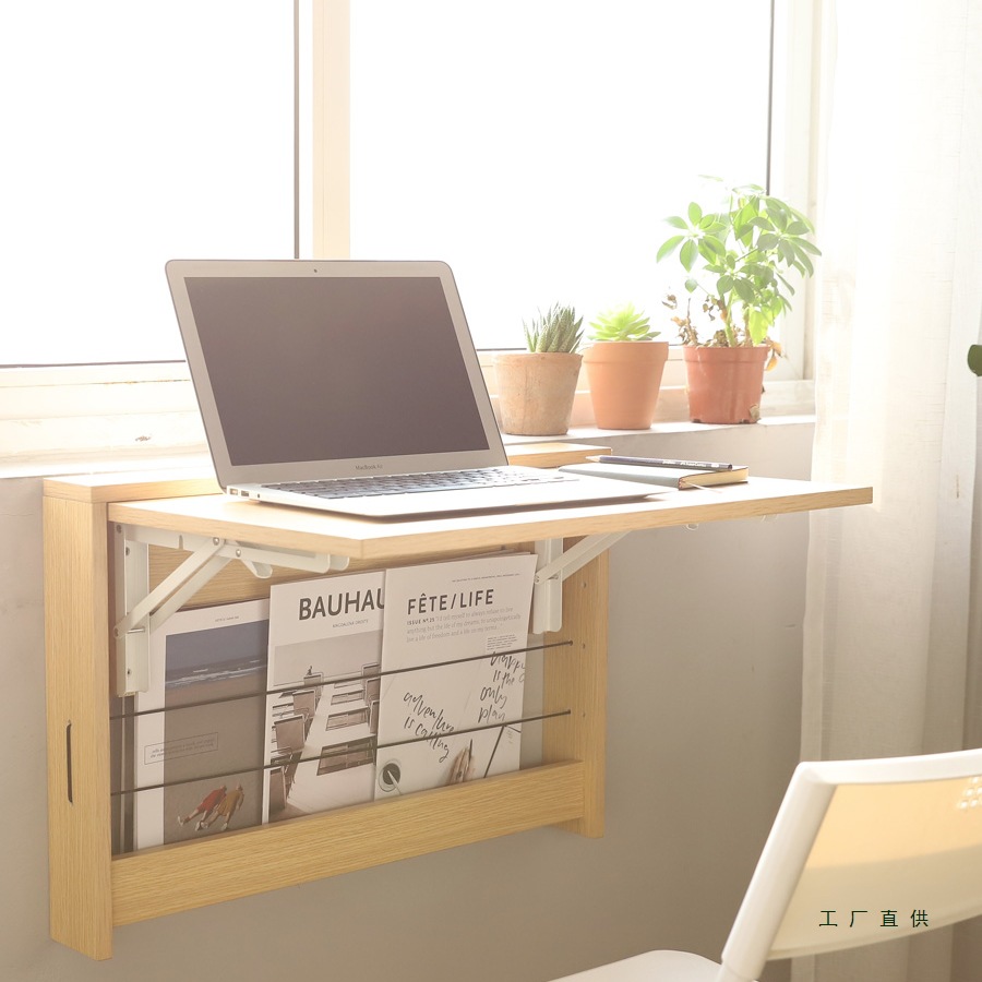 Small Wall Table Storage Rack Wall Hanging Table Wall Folding Desk Computer Table Wall Dressing Table Small Apartment Storage Rack Wood