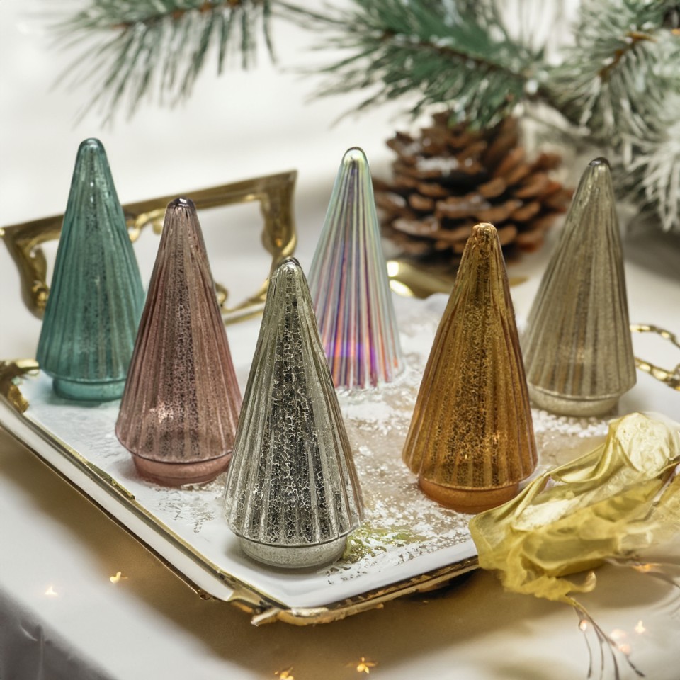 Cross-Border New Product Mercury Glass Led Christmas Tree Mercury Glass Led Christmas Tree