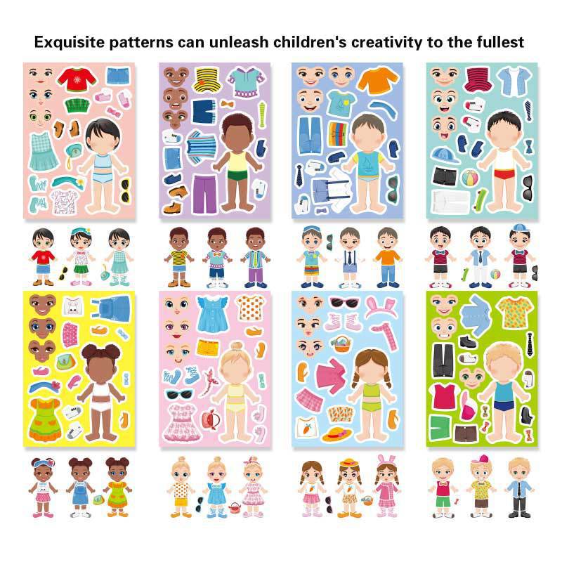 Cartoon Kidsren's Cross-Border Doll Puzzle Toy Stickers DIY Puzzle Stickers Handicraft Decoration Sticker Printing