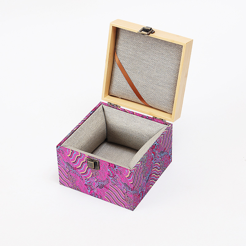Cloud Brocade Bamboo Cover Gift Box Antique Purple Clay Teapot Tea Set Storage Box Master Cup Lid Bowl Collectibles Packaging Box