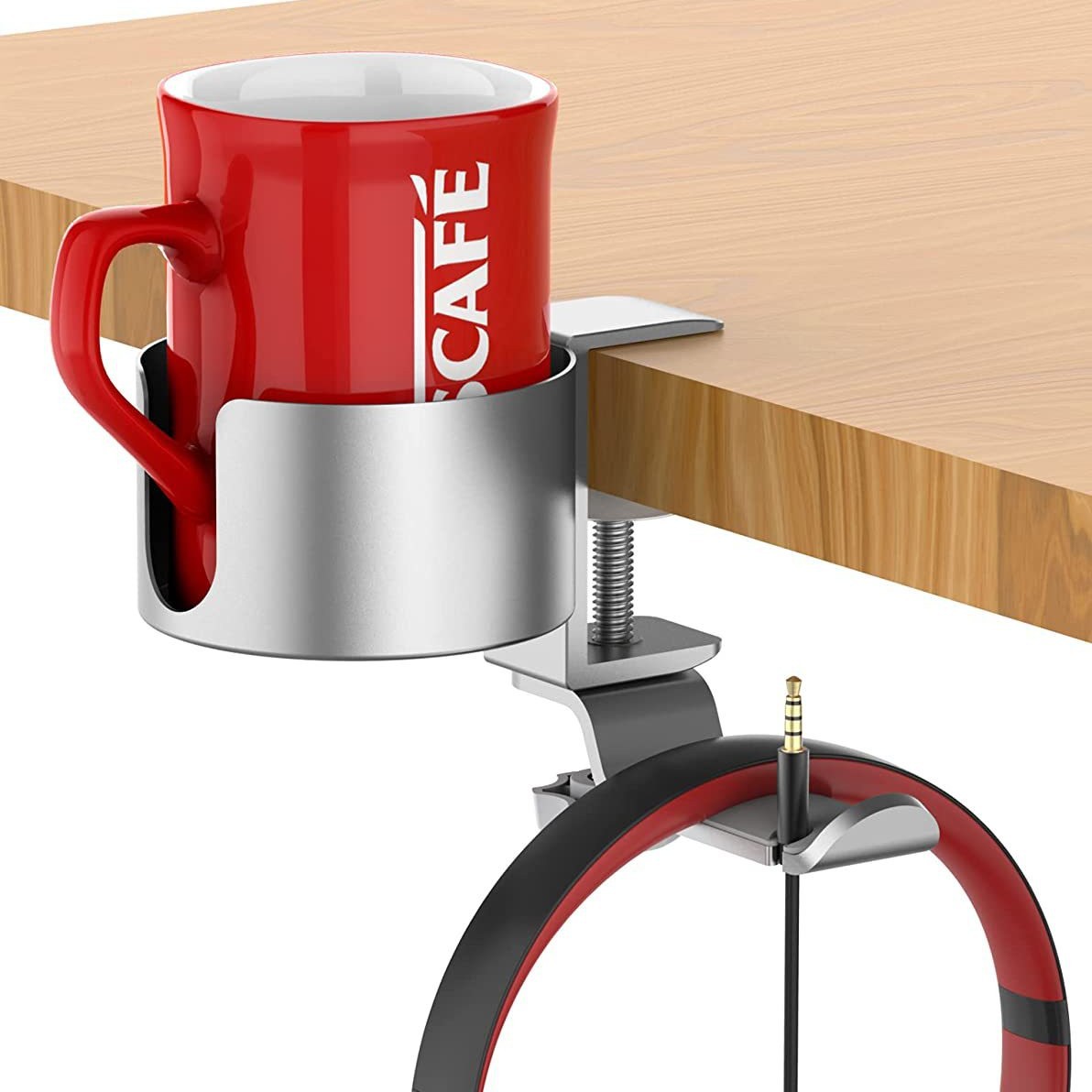 New 360-degree rotating earphone hanger desktop lock clip headset hook display rack aluminum alloy cup holder