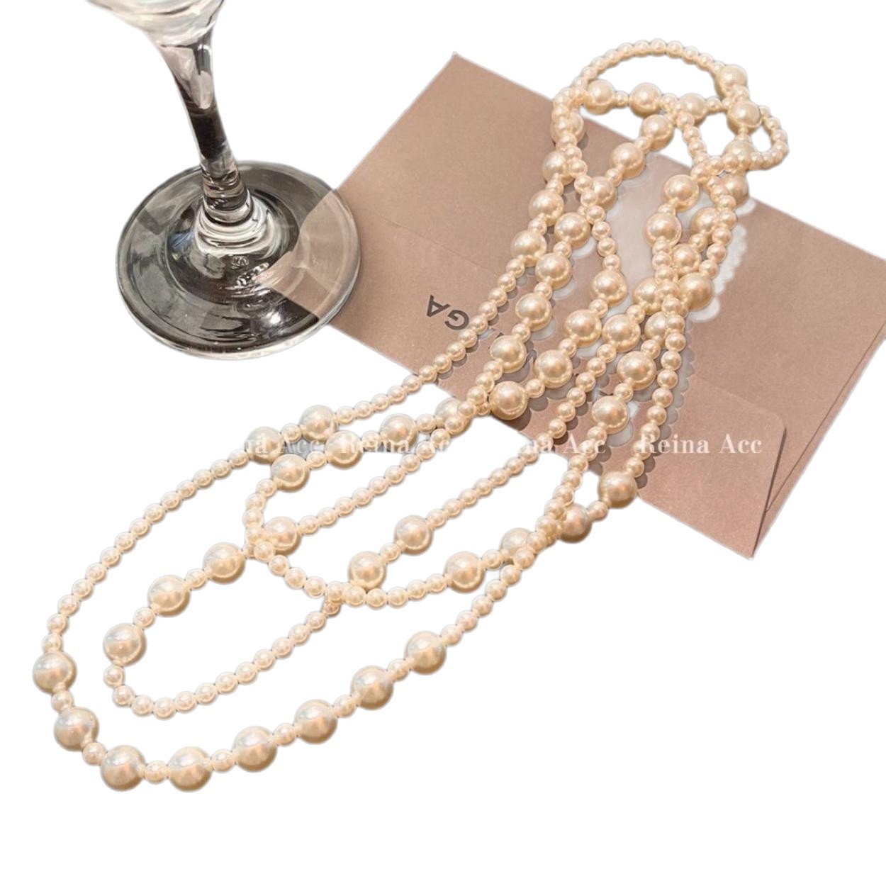 Pearl Necklace Women's Light Luxury Niche 2024 New Necklace Long Woolen Chain Clothes Decoration Accessories