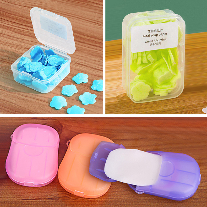 Одноразовые мыльные хлопья, мини-набор мыльных хлопьев в коробке для путешествий, портативные мыльные хлопья для рук, мыльная бумага
