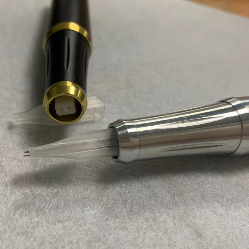 Tattoo Semi-Throw Double Needle Machine, Hollow Cup Motor Tattoo Machine, Double Gun, Can Be Sweep with Double Needle Cap 0.35*50