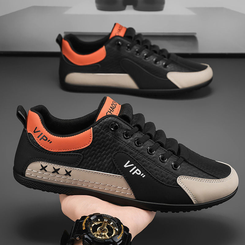 Мужские туфли 2025 Новая весна Универсальные спортивные и повседневные кроссовки Forrest Gump Мужские кожаные слипоны с мягкой подошвой