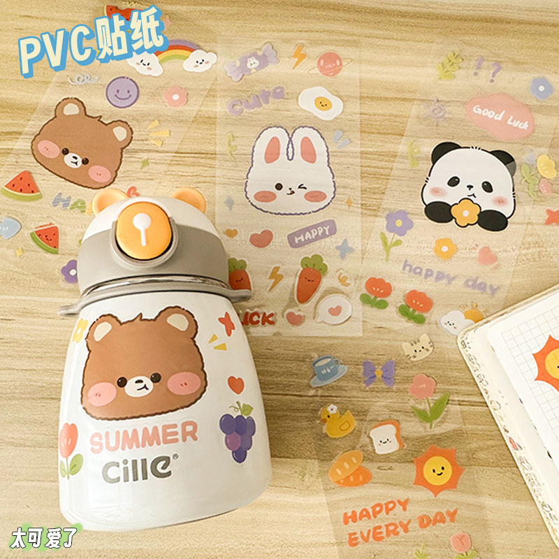 Cartoon transparent Journal stickers children's cute pvc Journal stickers material decoration seamless waterproof Cup stickers