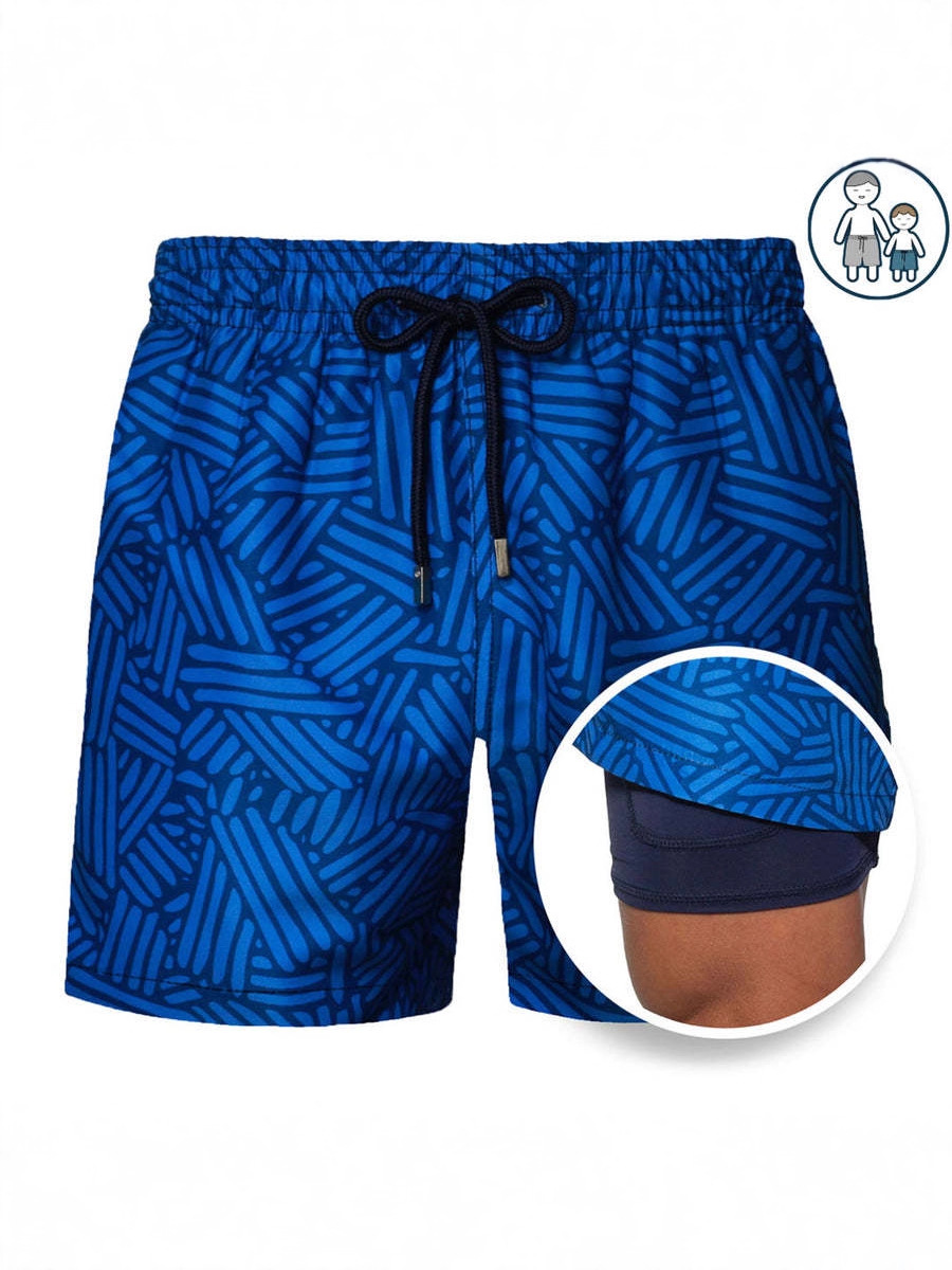 Cross-Border 2023 Summer European and American Men's Beach Shorts Sports Printed Double-Layer Shorts Product Upgrade Pocket Drainage