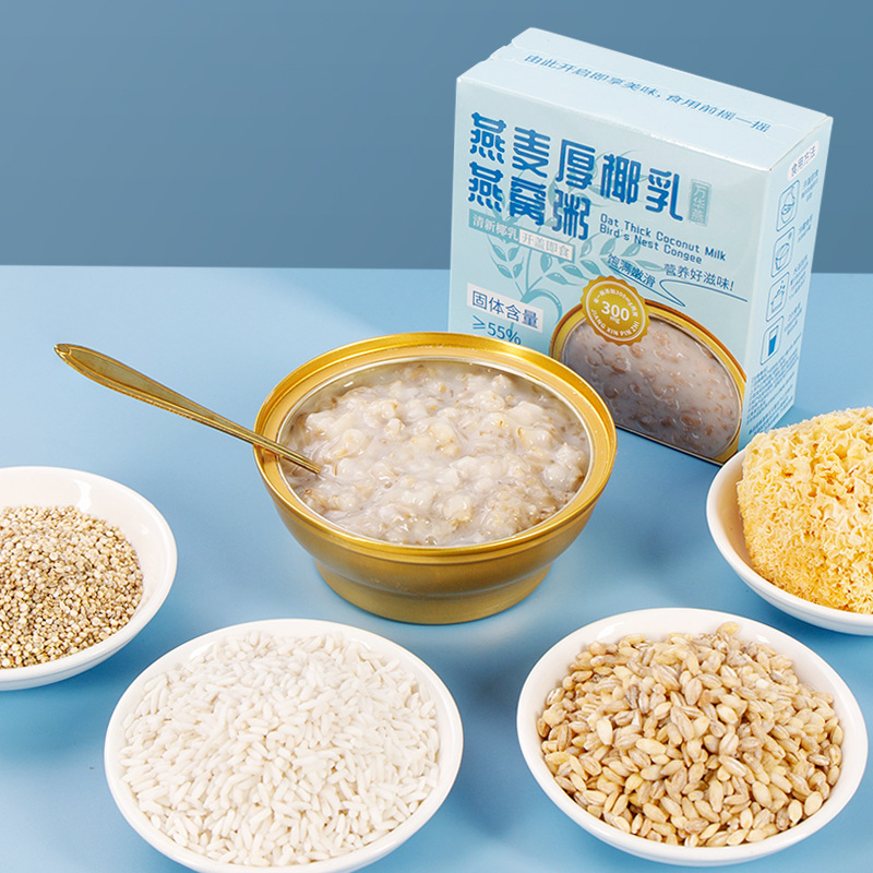 Oat Thick Coconut Milk Bird's Nest Porridge Breakfast Instant Cereal Porridge Nutrition Convenient Nutrition Porridge Bowl Factory Straight Hair