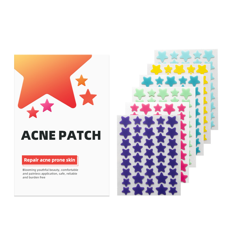 Bocuangke Colorful Star Acne Patch Heart-Shaped Pentagram Concealer Acne Patch with Essential Oil Pimple Patch
