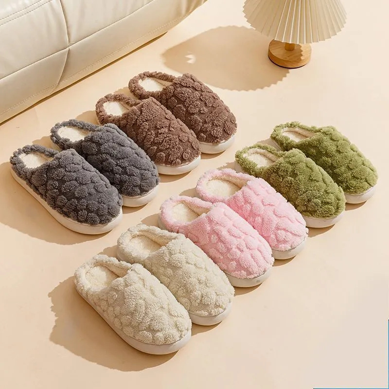 Cotton Slippers Women's New Indoor Warm Dung-feeling Plush Home and Home Winter Anti-slip Comfortable Cotton Slippers for Men