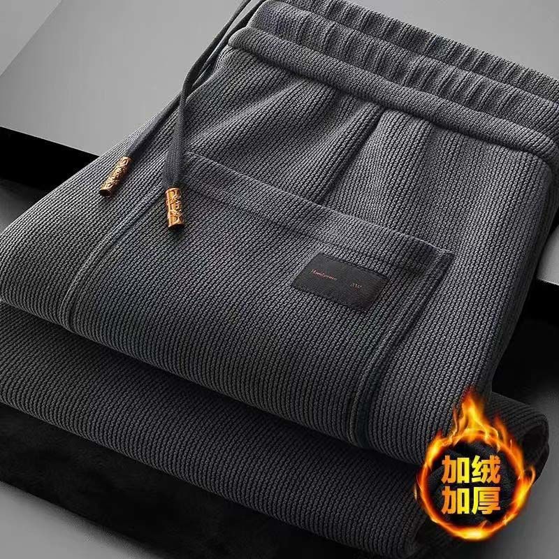 秋冬季灯芯绒直筒宽松休闲裤男士大码百搭外穿加绒运动裤休闲男裤