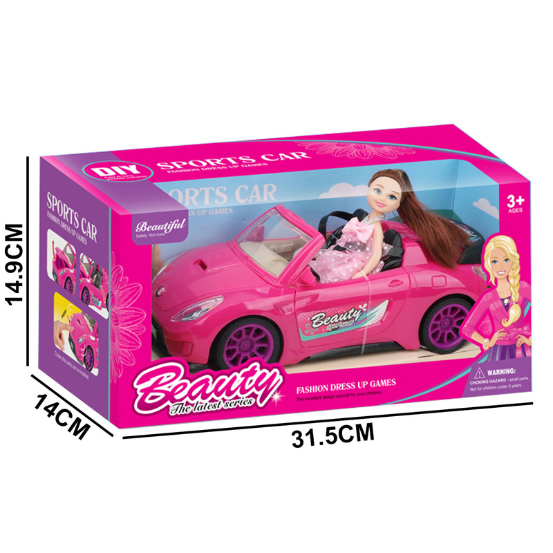 Hot sale doll convertible sports car off-road vehicle suit with sound and light fashion doll car play house girl children's toy