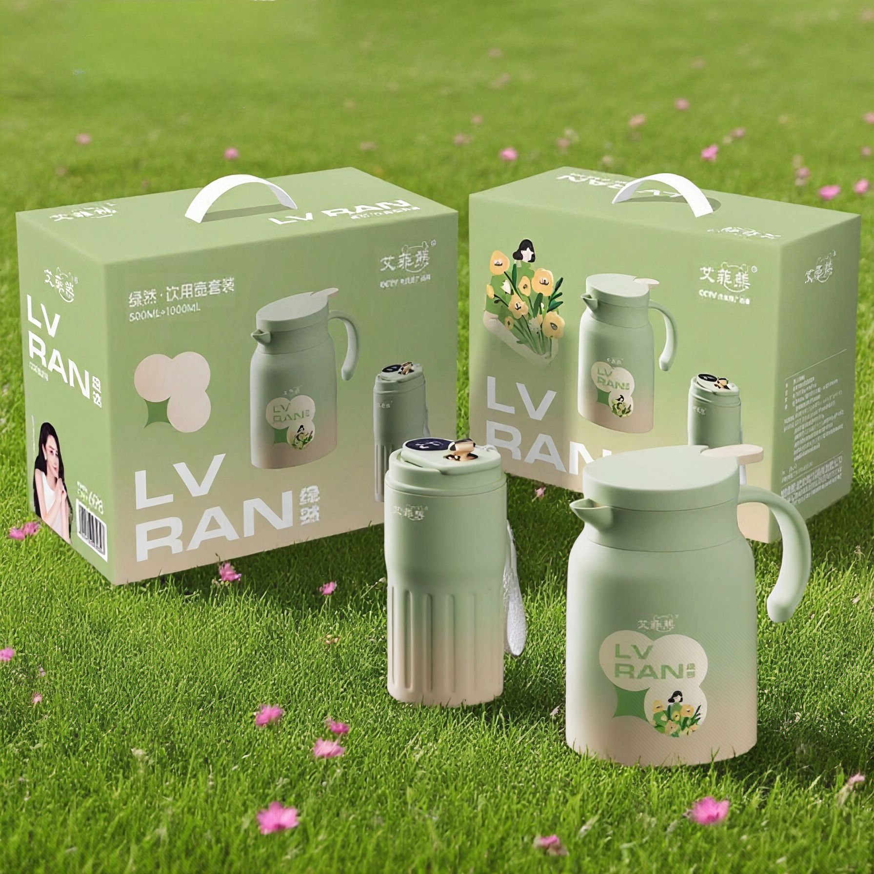 Набор кастрюль Effie Bear с интеллектуальным дисплеем температуры, большой объем, зеленая кофейная кружка, два предмета, нержавеющая сталь 316