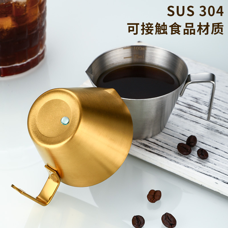 in stock 304 stainless steel coffee extraction cup with scale small milk Ang making cup espresso coffee taking cup wholesale