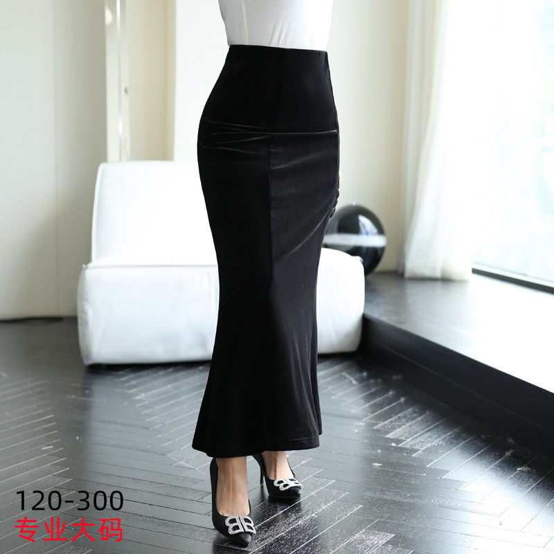 Новая бархатная мягкая полупрозрачная юбка-футляр с хвостом, эластичный пояс, осенне-зимнее миди платье 8558