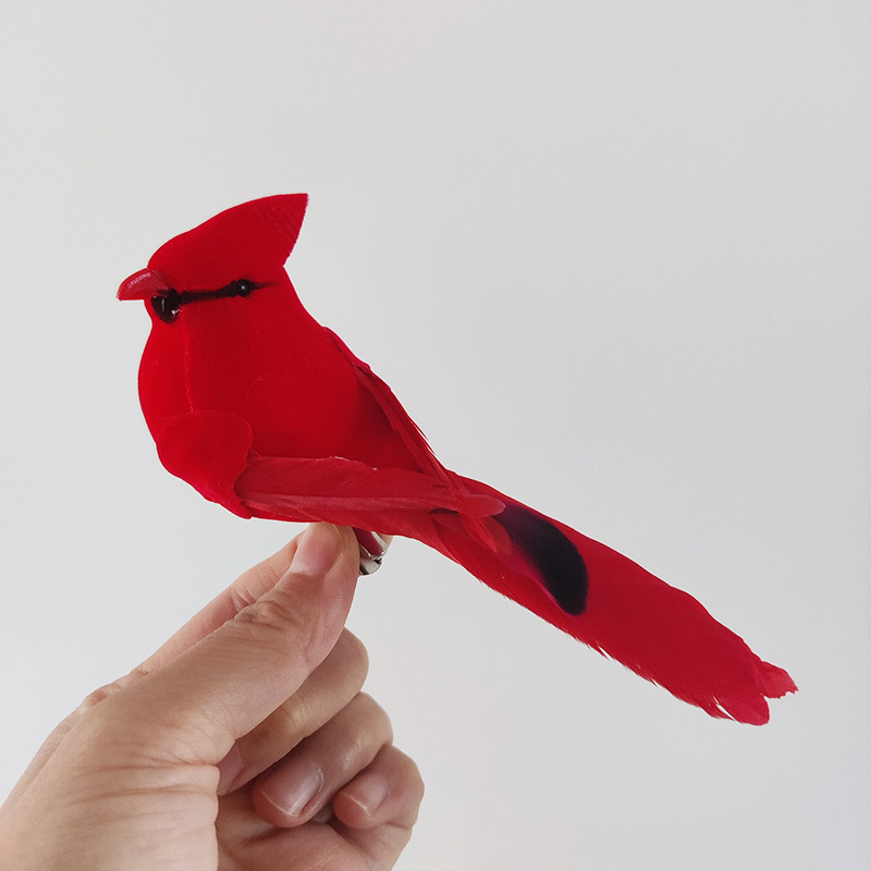 14cm Cardinal Bird Christmas Red Bird Foam Bird Artificial Bird Christmas Decoration Christmas Tree Longdie Crafts