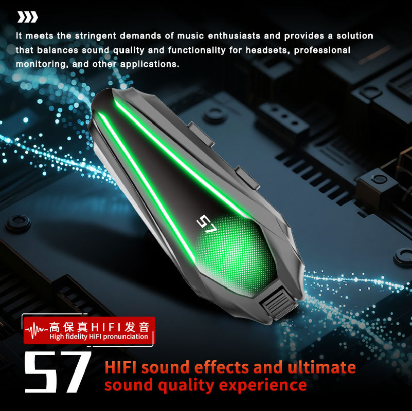 S7 External Motorcycle Helmet Bluetooth Headset with Long Battery Life, High Sound Quality, Waterproof, Frost-Resistant, Noise-Cancelling Riding Headset for Cross-Border Use