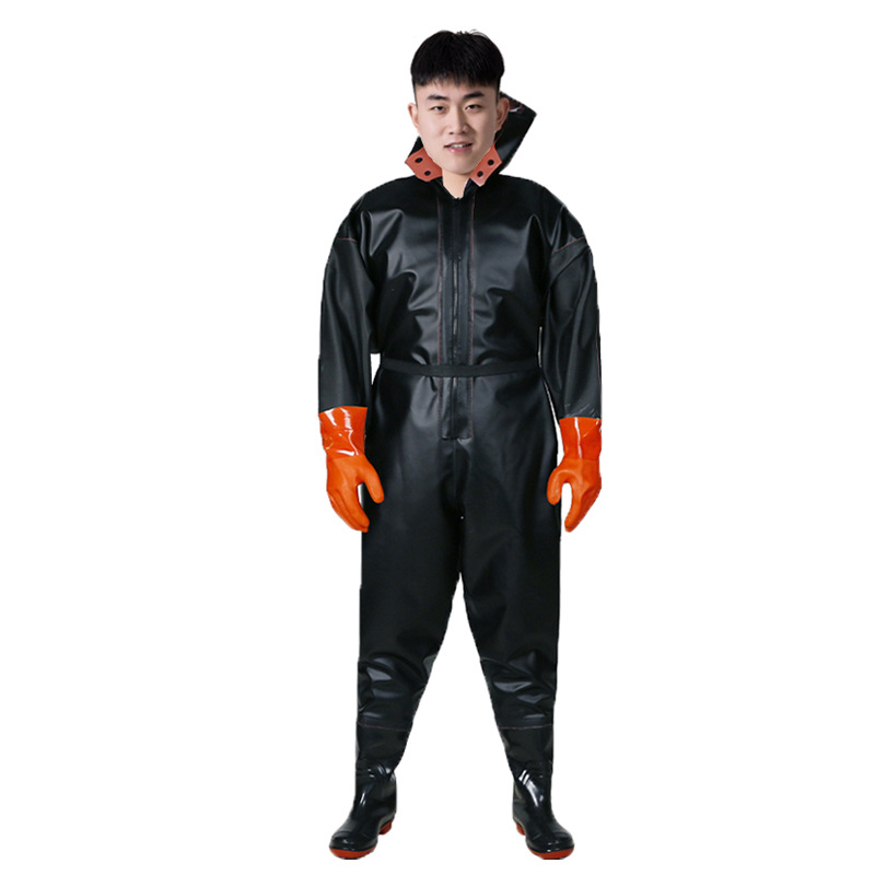 Waterproof Pants, Half-Length Rain Pants, One-Piece Full-Body Leather Fork Waterproof Clothes, Thickened Split
