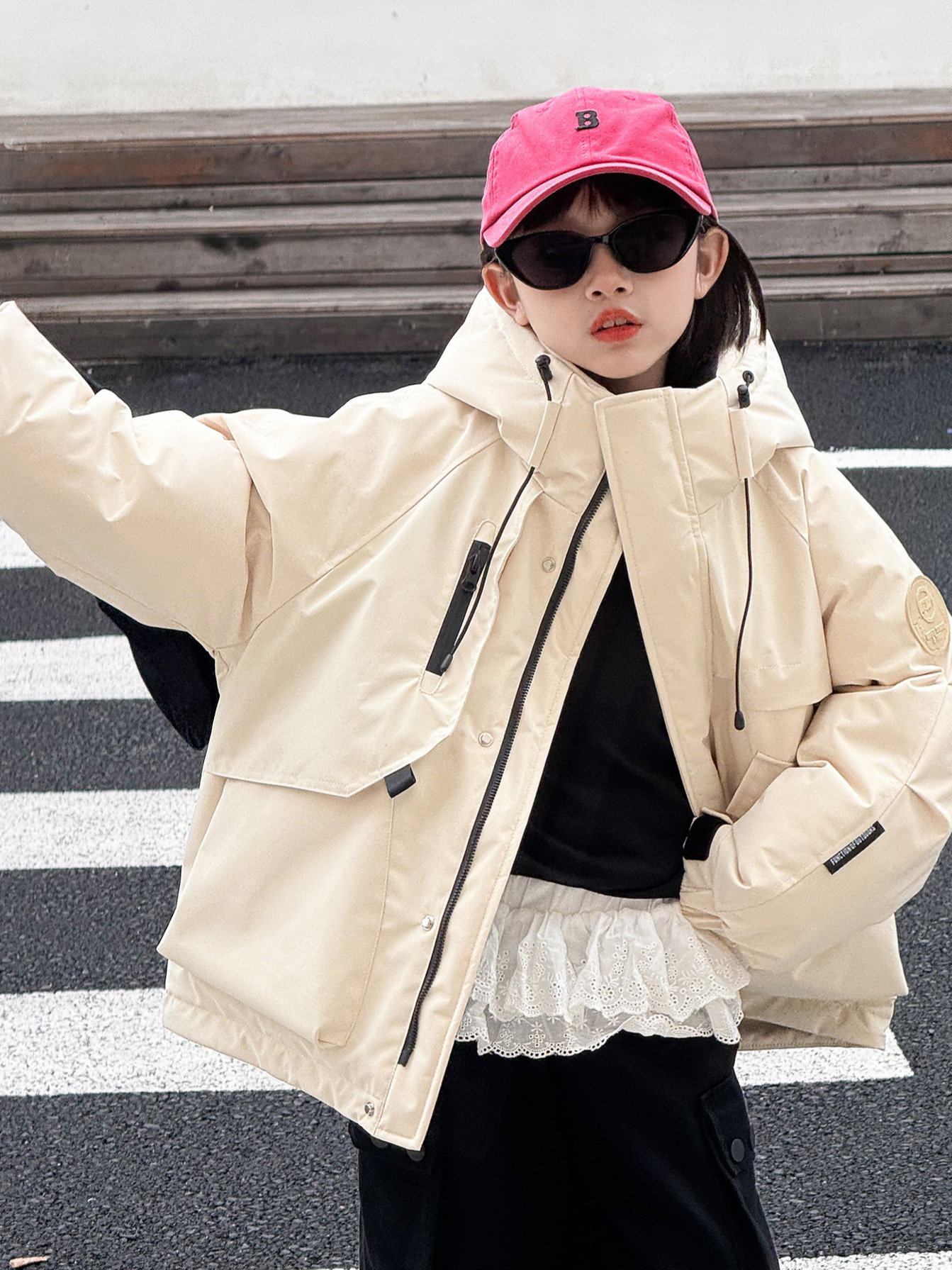 Children's Workwear down Jacket Korean Style New Boys and Girls Thickened Hooded White Duck down Waterproof Jacket Trendy
