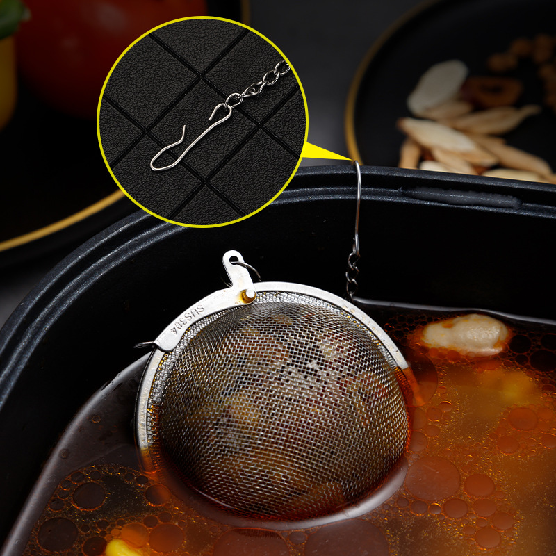 Cross-Border 304 Stainless Steel Seasoning Ball, Tea Leakage, Kitchen Weibao Brine Ball, Soup Hot Pot Spice Seasoning Ball