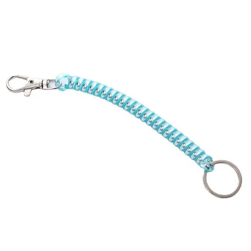 In stock anti-lost telephone line keychain tpu plastic spring elastic rope bag mobile phone lanyard color spring rope