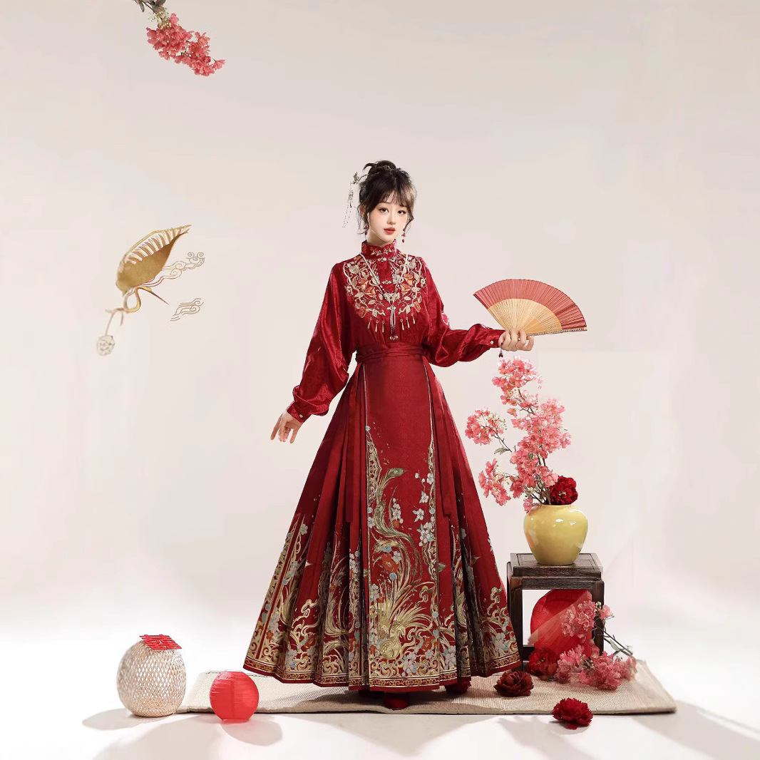 【Xiangrui】Imitation Makeup Floral Brocade Horse Face Skirt Set Engagement Toasting Outfit 2024 New Year Outfit