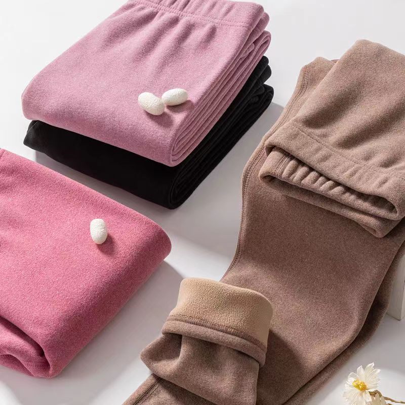 Теплые штаны из велюра для женщин, однослойные, из овечьего велюра, с средней талией, большие размеры