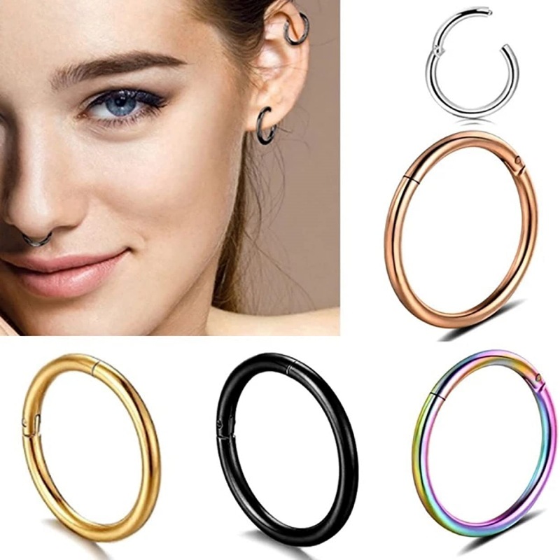 European and American Explosions 316L Stainless Steel Puncture Nose Ring Hinged Split Ring Interface Ring Closed Ring Seamless Nose Ring