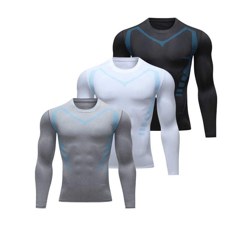 Basketball Sports Long Sleeve Men's Tight Clothes Men's Training Base Shirt Sports Sweat Absorbing Top Fitness Clothes Running Track and Field