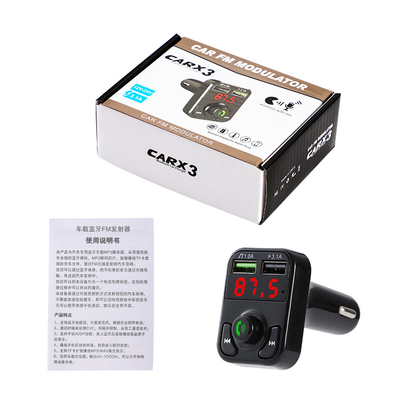 F6 Car Bluetooth Mp3 Player Hands-Free Colorful Ambient Light Pd Fast Charging Qc3.0 Car Fm Transmitter Fast Charging