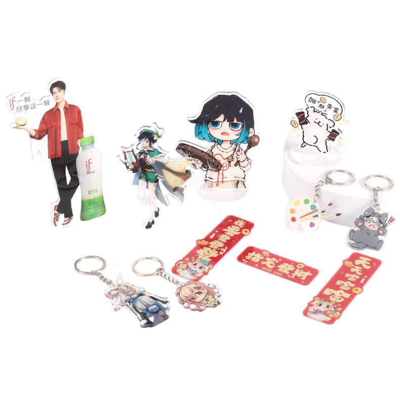 Cute Cartoon Keychain Pendant Wholesale Creative Anime Star Peripheral Acrylic Stand Ornaments DIY Customization