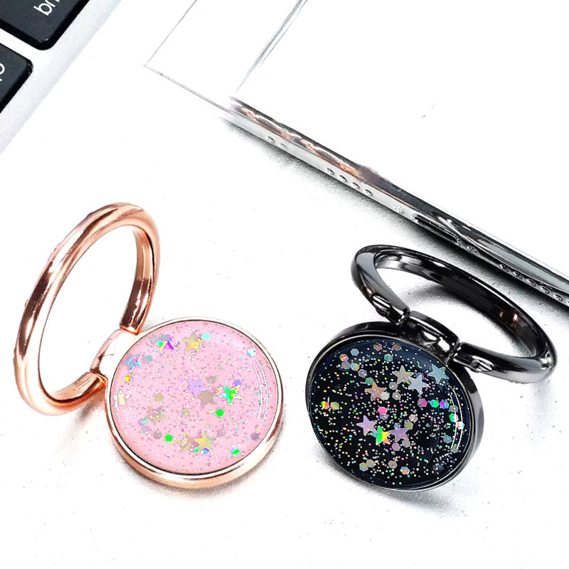 Cross-border High Quality Starry Flash Star Zinc Alloy Rotating Ring Buckle for Apple Samsung Huawei Mobile Phone Anti-drop Buckle