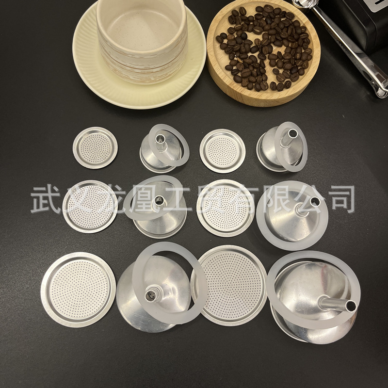 Temu Manufacturer Coffee Pot Moka Pot Powder Bowl Funnel Silicone Gasket Filter Net Spot Wholesale and Retail Set